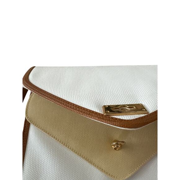 Vintage Capezio White & Tan Envelope Shoulder Bag - Picture 7 of 9